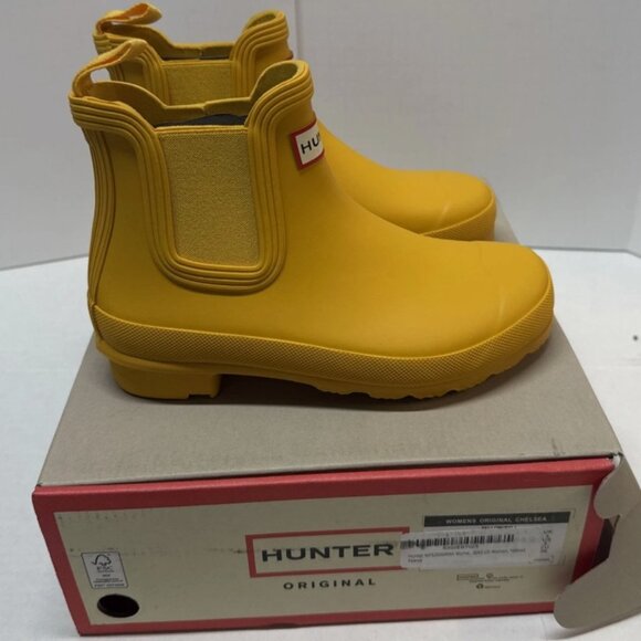 Hunter Original Chelsea Boot Women's Size 5 Short Waterproof Yellow Rain Boots - Picture 4 of 8